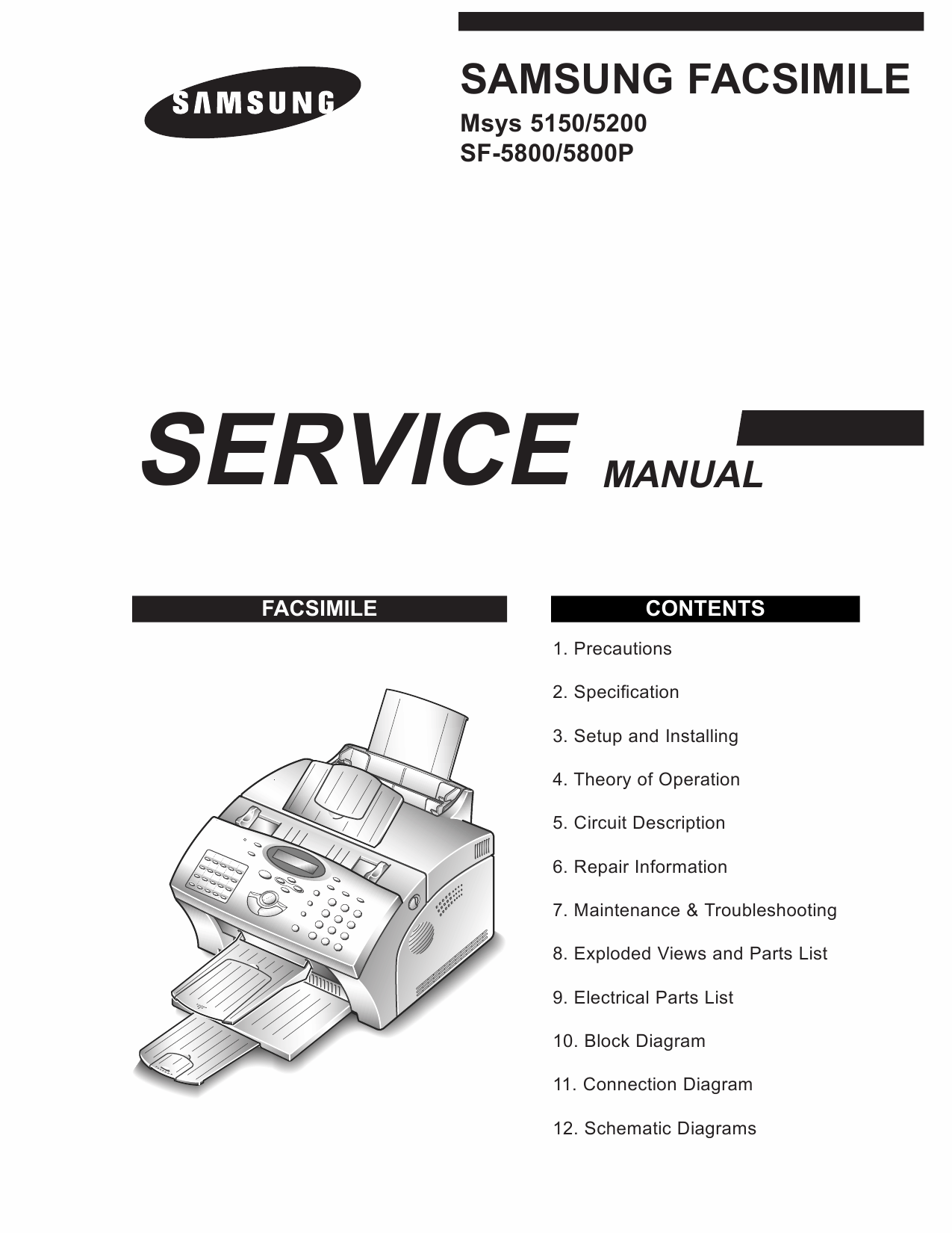 Samsung FACXIMILE SF-5800 5800P Msys-5150 5200 Parts and Service Manual-1